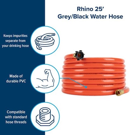 Camco RHINOFLEX 25FT, CLEAN OUT GRAY/BLACK WATER HOSE, 5/8IN ID 22990